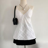 Fashionkova Y2K Retro Simple White Tank Top V-neck Spring/Summer Tank Top Comfortable stylish undershoulder Sexy tank top Casual Spice Emo Casual Outfit