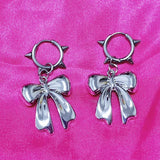 Fashionkova Y2K Bowknot Stud Earrings Korean Fashion Cute Hoop Earrings for Women Kawaii Jewelry Charms Punk Earrings Accessories Goth