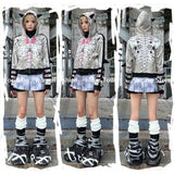 Fashionkova Fashionable Subculture Emo Hooded Sweatshirts Women Jacket American Retro Street Style and Y2K Fashion Design Top Harajuku Coats ootd