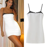 Fashionkova Lace White Slip Dress Woman Sleeveless Mini Bodycon Dress Women Backless Night Party Dresses 2025 Sexy Short Dresses Daring Valentine's Day Aesthetic