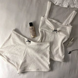 FashionKova-New fashion Y2k retro sexy summer white tank top Crop top Sleeveless top shorts set Tight underwear Kawaii women Emo