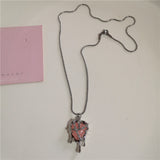 Fashionkova Gothic Pink Cross Heart Pendant Choker Necklace For Women Egirl Hip Hop Rope Chain Punk Y2K Charms Aesthetic Jewelry Accessories