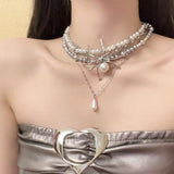 Fashionkova Y2K Jewelry Multi-Layered Pearl Spider Crystal Pendant Necklace Women Korean Fashion Charm Necklace Punk Choker Goth Accessories