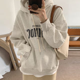 Fashionkova Vintage Letter Print Loose Hoodie