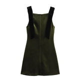 Fashionkova party look inspos Elegant Velvet Strap Mini Dress Women Sleeveless Backless Square Collar Loose Chic Evening Party Dresses Lady Casual Zipper Robe