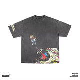 Fashionkova Vintage Wash men T-shirt y2k American High Street trend top Letter print casual short sleeve Harajuku Fashion Loose T-shirt