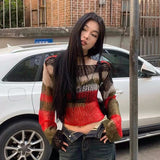 Fashionkova Party Outfit Tonngirls Y2k Aesthetics Hole Pullover Harajuku Hollow Out Jumpers Gothic Broken Ripped Sweater 2000s Grunge Knit Tops Autumn