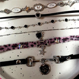 Fashionkova Y2K Cat Claw Star Heart Pendant Plush Leopard Bone Choker Charms Necklaces For Women Goth Aesthetic Accessories Grunge Jewelry