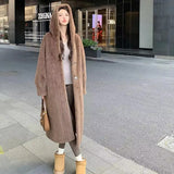 Fashionkova party look inspos Women Fur Cardigan Thickened Long 2024Autumn Winter V-neck Jacket Female Loose Simple Leisure With Buttons Casual Faux Fur Coat