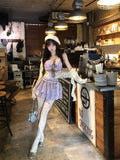 FashionKova-Corset Tops Sexy Women's Clothes Cute Lace Bandage Slim Silng Korea Sweet Camis Kawaii Tank Top Girl Harajuku Coquette Crop Top
