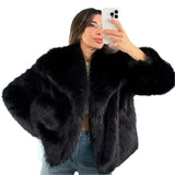 Fashionkova Party Outfit Women's 2024 Winter New Fashion Fluffy Fur Coat Women's High Street Luxury Large Fur Collar Imitation Fox Fur Coat Women's Coat