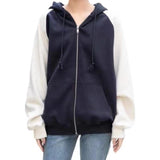 Fashionkova Vintage Patchwork Oversized Zip Up Hoodie