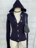 FashionKova-Winter Clothing Y2k Vintage Woman Hoodie Knitted Sweater Fashion Femme Casual Button Hooded Korean 2000s Slim Coat Women Sweater