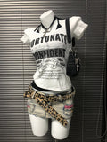 Fashionkova Y2k Sexy Slim Tshirt Goth Crop Top 2000s Halter Punk Short Sleeve Woman Clothing Letter Print Streetwear Aesthetic Harajuku Tees