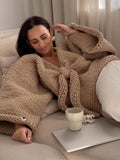 Fashionkova Thick Needle Sweater With Big Bow Loose Casual Wide Sleeved Sweaters Deep V Sweet Knitwear Pullover Women Warm Thickened Tops ootd outfit idea