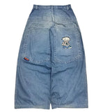 Fashionkova American Y2K New Fashion Pattern Embroidery Loose Jeans Men Street Casual Joker Mopping Oversized Wide-leg Pants Couple Jeans Casual Outfit