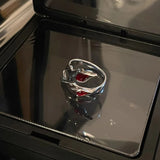 Fashionkova Goth Cross Red Zircon Heart Rings Vintage Hiphop Star Love Crystal Open Ring Y2K Irregular Aesthetic Egirl EMO Halloween Jewelry