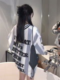 Fashionkova  Party Outfit  QWEEK Y2k Coquette Oversize American Retro Stripe Hoodies Women 2024 Fashion Korean Kpop Streetwear Letter Print Sweatshirtr