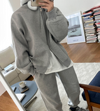 Fashionkova  No. 4091 GRAY ZIP-UP HOODIE & SWEATPANTS (TOP & BOTTOM)