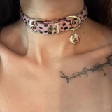 Fashionkova Y2K Star Sun Pendant Brown Plush Leopard Chokers Leather Chain Necklace Women Men Advanced Sense Accessories Aesthetic Jewelry
