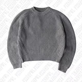 FashionKova-Solid color knitted striped sweater fashionable pure cotton Harajuku Y2K top retro American commut rock highstreet women sweater