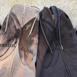 Fashionkova Vintage Butterfly Print Zip Up Hoodie