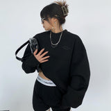 Fashionkova Crew Neck Logo Graphic Sweatshirt