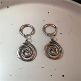 Fashionkova Stainless Steel Spiral Vortex Star Hollow Thorns Love Heart Pendant Hoop Earrings For Women Men Fashion Cool Punk Rock Jewelry
