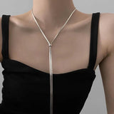 Fashionkova Fashion Metal Long Snake Bone Chain Necklace for Women Hip Hop Silver Color Pull Sweater Chain Necklace Jewelry 2024 New