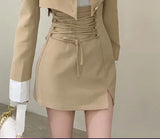 Fashionkova  party look inspos 2 Piece Dress Set Women Casual Y2k Crop Tops Elegant Jacket Coats + Mini Skirts Korean Fashion Suits 2024 Spring Blazers Dress