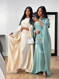 Fashionkova party look inspos Elegant Satin Prom Gowns Saudi Arabic Simple Prom Gown Women Full Sleeve A Line Evening Dress Ladies Formal Gowns Outfit Dresses