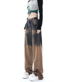 Fashionkova One Way Ticket Brown Aesthetic Jeans