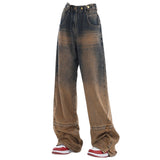 Fashionkova One Way Ticket Brown Aesthetic Jeans
