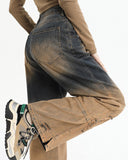 Fashionkova One Way Ticket Brown Aesthetic Jeans