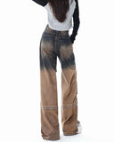 Fashionkova One Way Ticket Brown Aesthetic Jeans