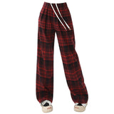 Fashionkova Grunge Plaid Pants in Red