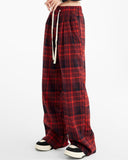 Fashionkova Grunge Plaid Pants in Red