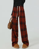 Fashionkova Grunge Plaid Pants in Red