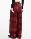 Fashionkova Grunge Plaid Pants in Red