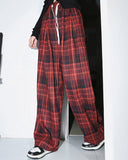 Fashionkova Grunge Plaid Pants in Red