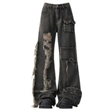 Fashionkova Grunge Ripped Jeans in Black