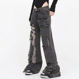 Fashionkova Grunge Ripped Jeans in Black