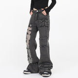 Fashionkova Grunge Ripped Jeans in Black