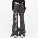 Fashionkova Grunge Ripped Jeans in Black
