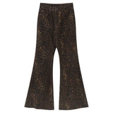 Fashionkova High-Waisted Leopard Flare Jeans