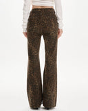 Fashionkova High-Waisted Leopard Flare Jeans