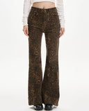 Fashionkova High-Waisted Leopard Flare Jeans