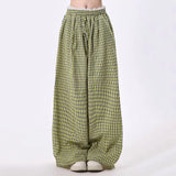 Fashionkova Indie Aesthetic Green Plaid Pants