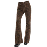 Fashionkova High-Waisted Leopard Flare Jeans