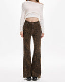 Fashionkova High-Waisted Leopard Flare Jeans